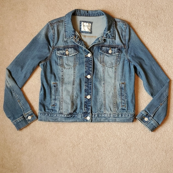 Mudd destructed denim jean jacket size Large - Picture 5 of 13